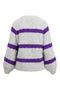 Zusss - Streep Kabeltrui met Ballonmouw - Mid Grey/Mid Purple
