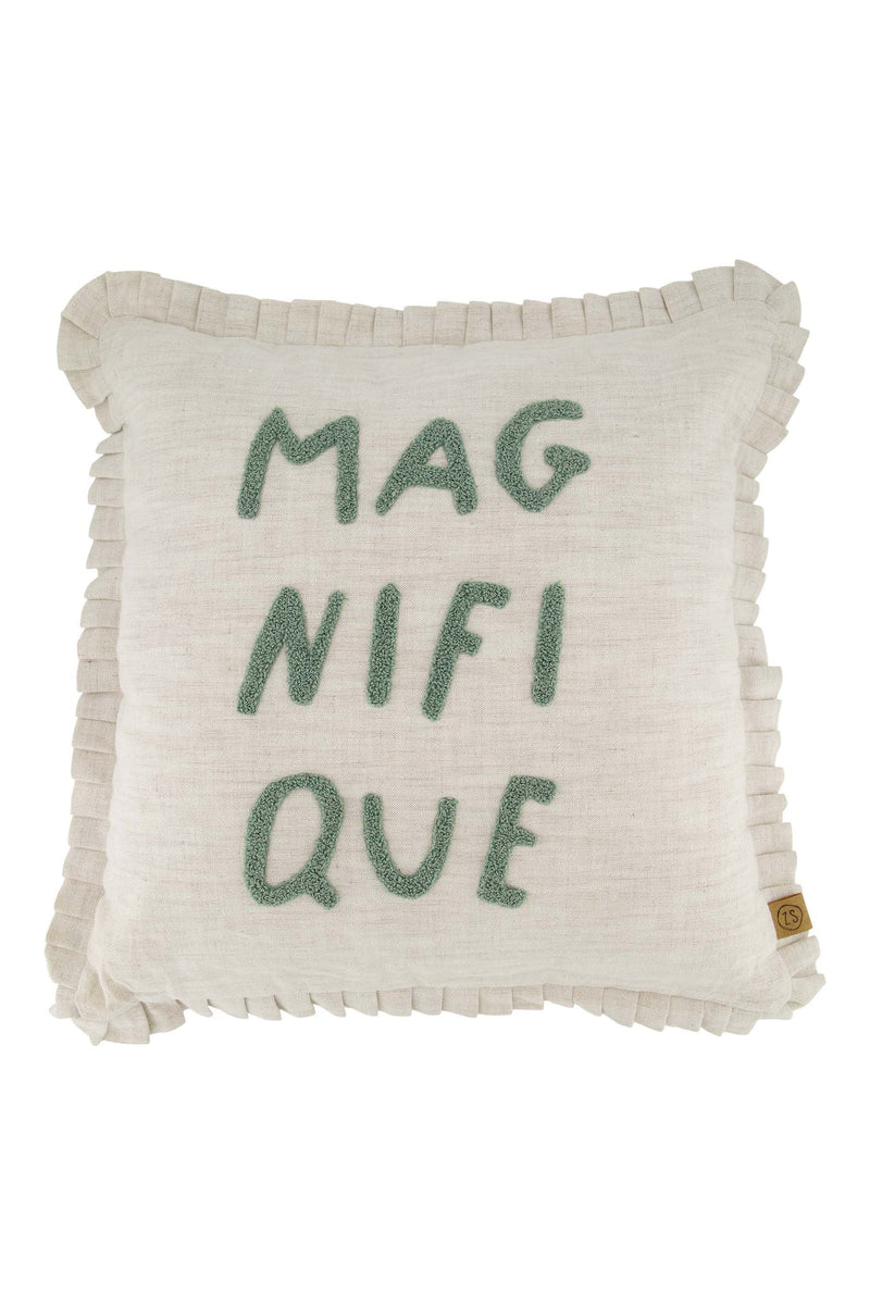 Zusss - Kussen Ruffle Magnifique 45x45cm Peper En Zout/Grijsblauw