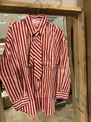 Overhemdblouse met stropdas - gestreept - Burgundy/Roze