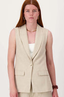Zusss - Lang gilet met stretch - Soft Sand