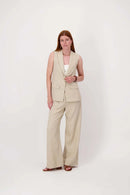 Zusss - Lang gilet met stretch - Soft Sand