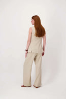 Zusss - Lang gilet met stretch - Soft Sand