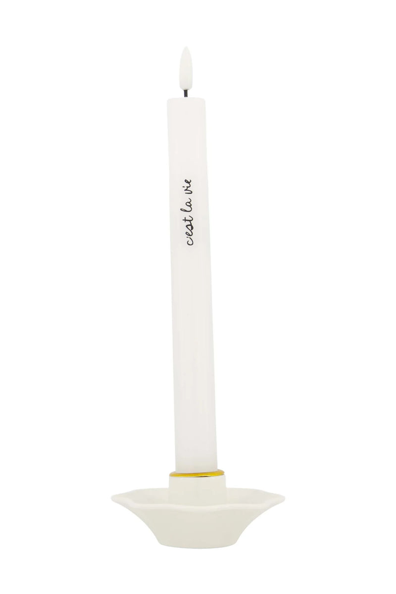 Zusss - Set Van 2 Ledkaarsen C'est La Vie Wit/Zwart