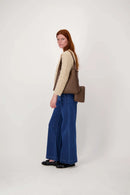 Zusss - Schoudertas Met Mooi Strap Detail + Make Up Tasje - Bruin