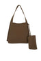 Zusss - Schoudertas Met Mooi Strap Detail + Make Up Tasje - Bruin