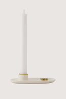 Zusss Kandelaar Keramiek Met Bloem - Wit/Goud