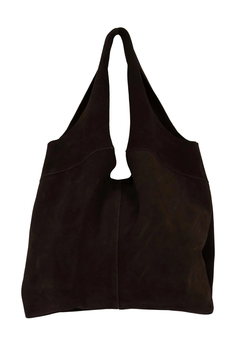 Zusss Suede Schoudertas - Chocoladebruin
