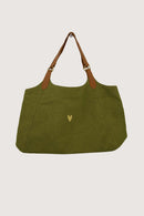 Zusss - Love Tote Bag Met Leren Details - Light Mossgreen