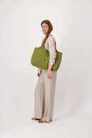 Zusss - Love Tote Bag Met Leren Details - Light Mossgreen