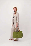 Zusss - Love Tote Bag Met Leren Details - Light Mossgreen