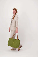 Zusss - Love Tote Bag Met Leren Details - Light Mossgreen