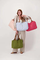 Zusss - Love Tote Bag Met Leren Details - Light Mossgreen