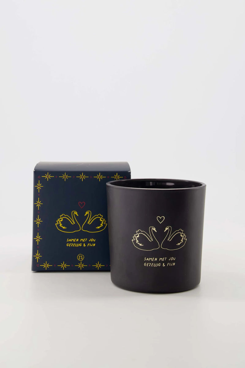 Zusss - Geurkaars Glas In Doosje Zwanen - Donkerblauw/Goud