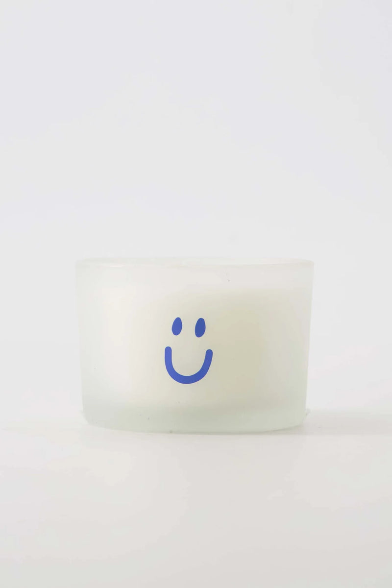 Zusss Geurkaarsje Glas Smiley Wit/ Blauw