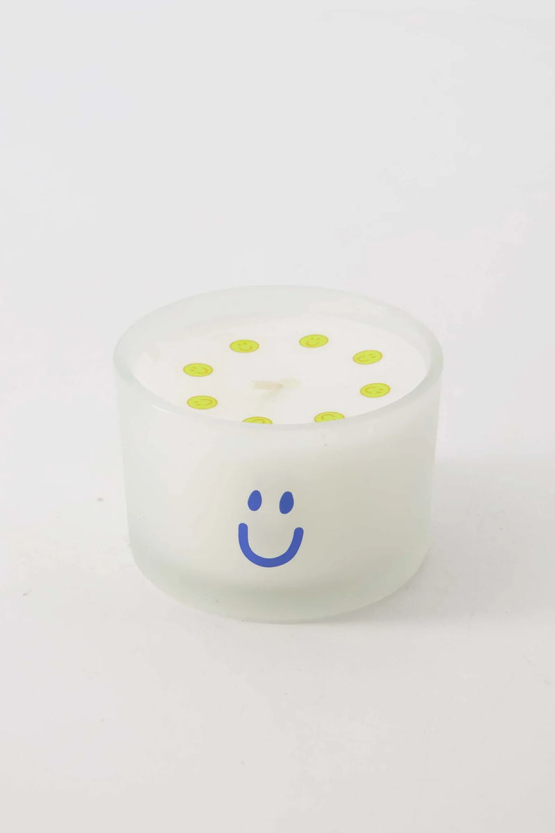 Zusss Geurkaarsje Glas Smiley Wit/ Blauw
