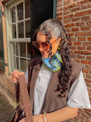 Mable Triangle Scarf - Sky Blue Olive