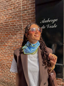 Mable Triangle Scarf - Sky Blue Olive
