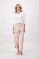 Zusss - V hals T-shirt wijde mouw met Zusss Embroidery - Off White