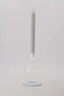 Zusss Kandelaar Glas Bolling Ribbel - Transparant/Blauw