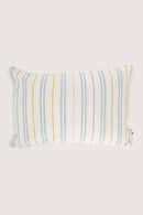 Zusss Kussen Streep Franjes 60x40cm - Off White/Blauw/Oker