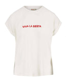 Zusss - T-Shirt met Opgerolde Mouw Viva La Siesta - Off White