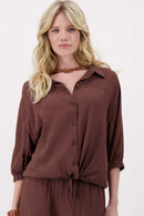 Zusss - Crepe Marocain Blouse - Bruin