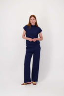 Zusss - Structuur Broek met Stretch - Summer Navy