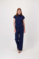 Zusss - Structuur Broek met Stretch - Summer Navy