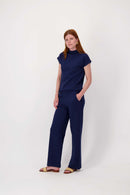 Zusss - Structuur Broek met Stretch - Summer Navy