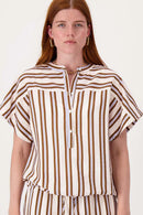 Zusss - Gestreepte Blouse Met Korte Mouw