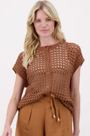 Zusss - Ajour vestje mouwloos - Warm Camel