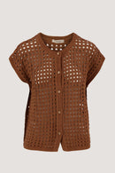 Zusss - Ajour vestje mouwloos - Warm Camel