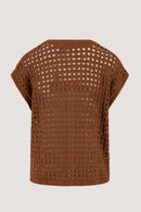 Zusss - Ajour vestje mouwloos - Warm Camel