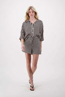 Zusss - Streep Blouse 1/2 Mouw - Soft Kit / Zwart