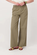 Zusss - Poplin Broek Wijd Model - Light Mossgreen