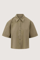 Zusss - Body Blouse met Korte Mouw - Light Mossgreen
