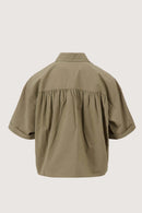 Zusss - Body Blouse met Korte Mouw - Light Mossgreen