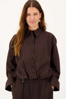 Zusss - Ballon Blouse Lange Mouw - Dark Choco