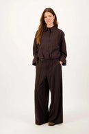 Zusss - Ballon Blouse Lange Mouw - Dark Choco