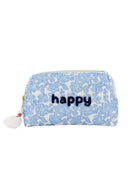 Zusss - Toilettas Bloemen Happy - Lichtblauw / Wit