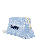 Zusss - Toilettas Bloemen Happy - Lichtblauw / Wit