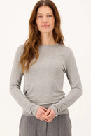Zusss - Lange Mouw Ronde Hals Top En Rib - Grey Melange