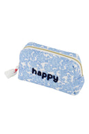 Zusss - Toilettas Bloemen Happy - Lichtblauw / Wit