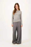 Zusss - Lange Mouw Ronde Hals Top En Rib - Grey Melange