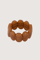 Zusss - Elastieken Brede Kralen Armband - Warm Camel