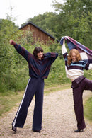 Zusss - Basic Vestje Met Broche In Blok Streep - Dark Navy / Burgundy