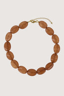 Zusss - Platte Kralen Ketting - Warm Camel