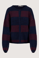 Zusss - Basic Vestje Met Broche In Blok Streep - Dark Navy / Burgundy