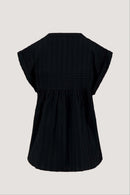 Zusss - Voile Blouse Met Structuur Streep - Zwart