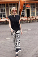 Zusss - Voile Blouse Met Structuur Streep - Zwart